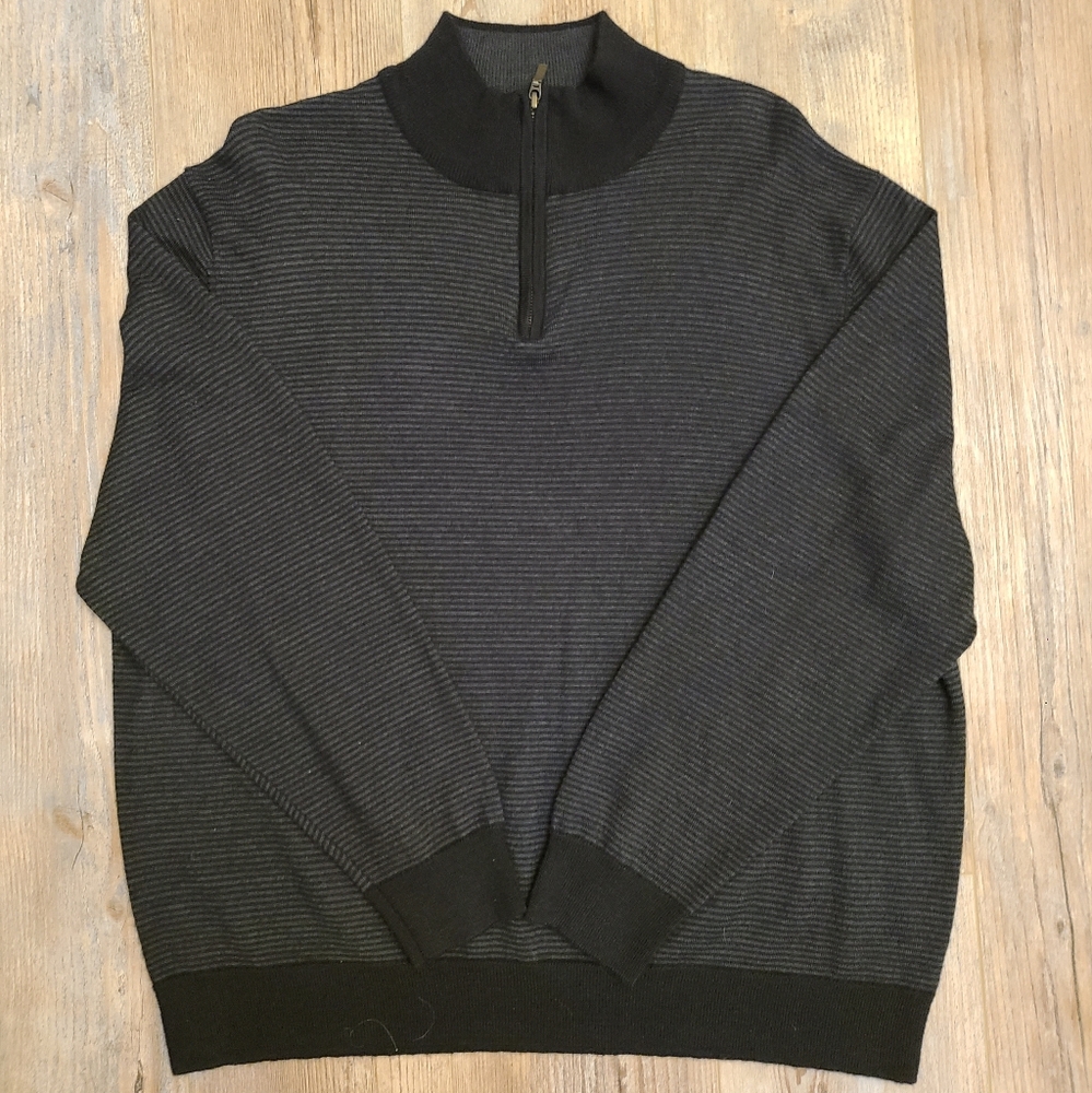 Club Room Men's Quarter Zip Merino Wool Blend Sweater Black XXL